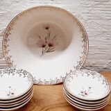 Set salad bowl and 8 Sarreguemines cups