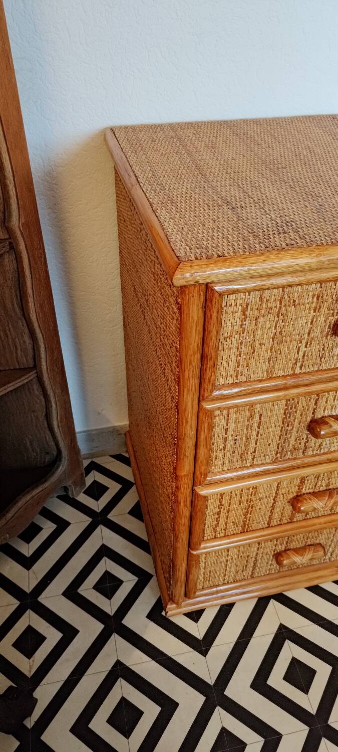 Rattan chest of drawers from the 70s-80s