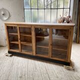 Enfilade de métier en chêne avec portes vitrées