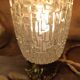 Chic retro table lamp in bronze, spindle glass Lumel, upcycled vintage
