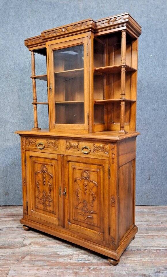 charming and characterful antique walnut two-body buffet.