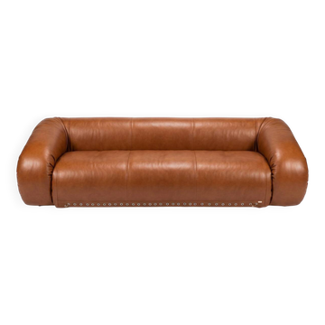 Sofa Bed "Anfibio" for Giovannetti Collezioni in Dark Cognac  Leather