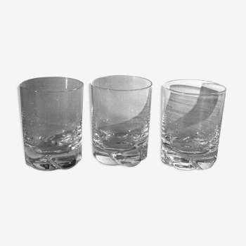 3 verres gobelets à Whisky Rhum Porto en cristal de Daum modèle Blanzey H 7,7cm