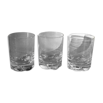 3 verres gobelets à Whisky Rhum Porto en cristal de Daum modèle Blanzey H 7,7cm