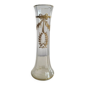 Vase en cristal doré à cotes vénitiennes