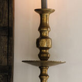 Large bronze brass disc candlestick