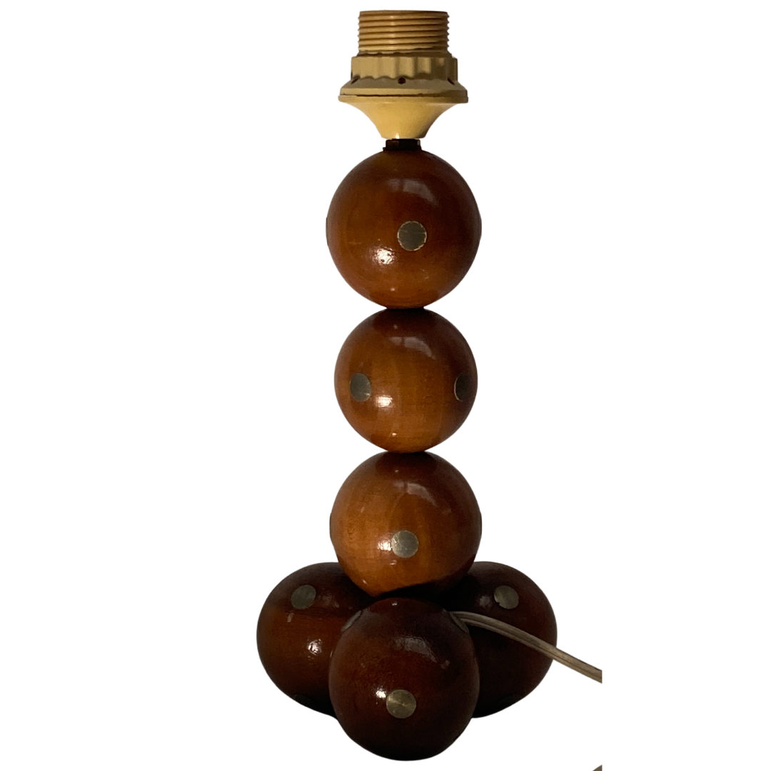 Dutch unique handcrafted wooden sphere ball table lamp, 1970s