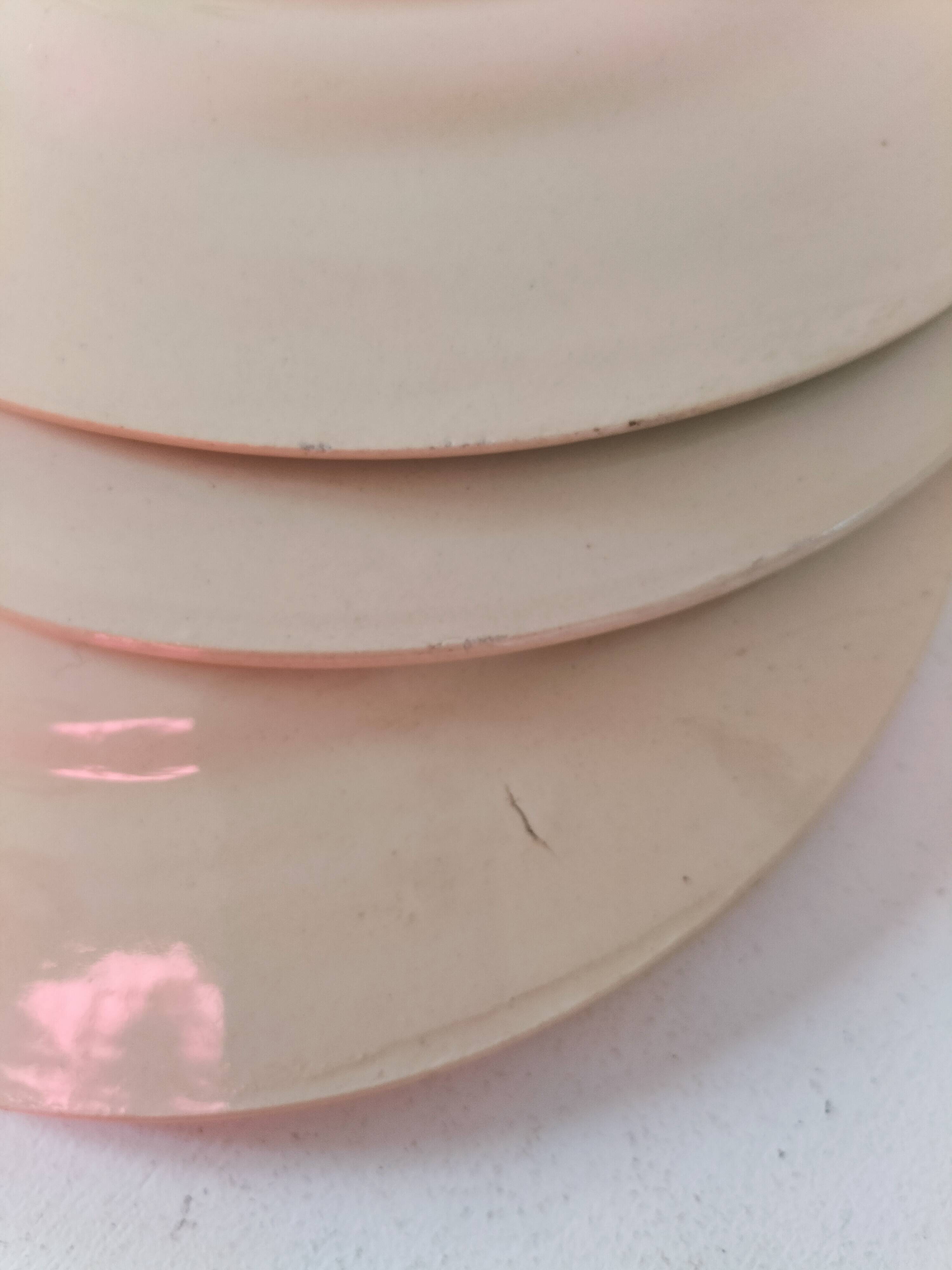 Set of 6 vintage orange and blue floral plates – 1950s