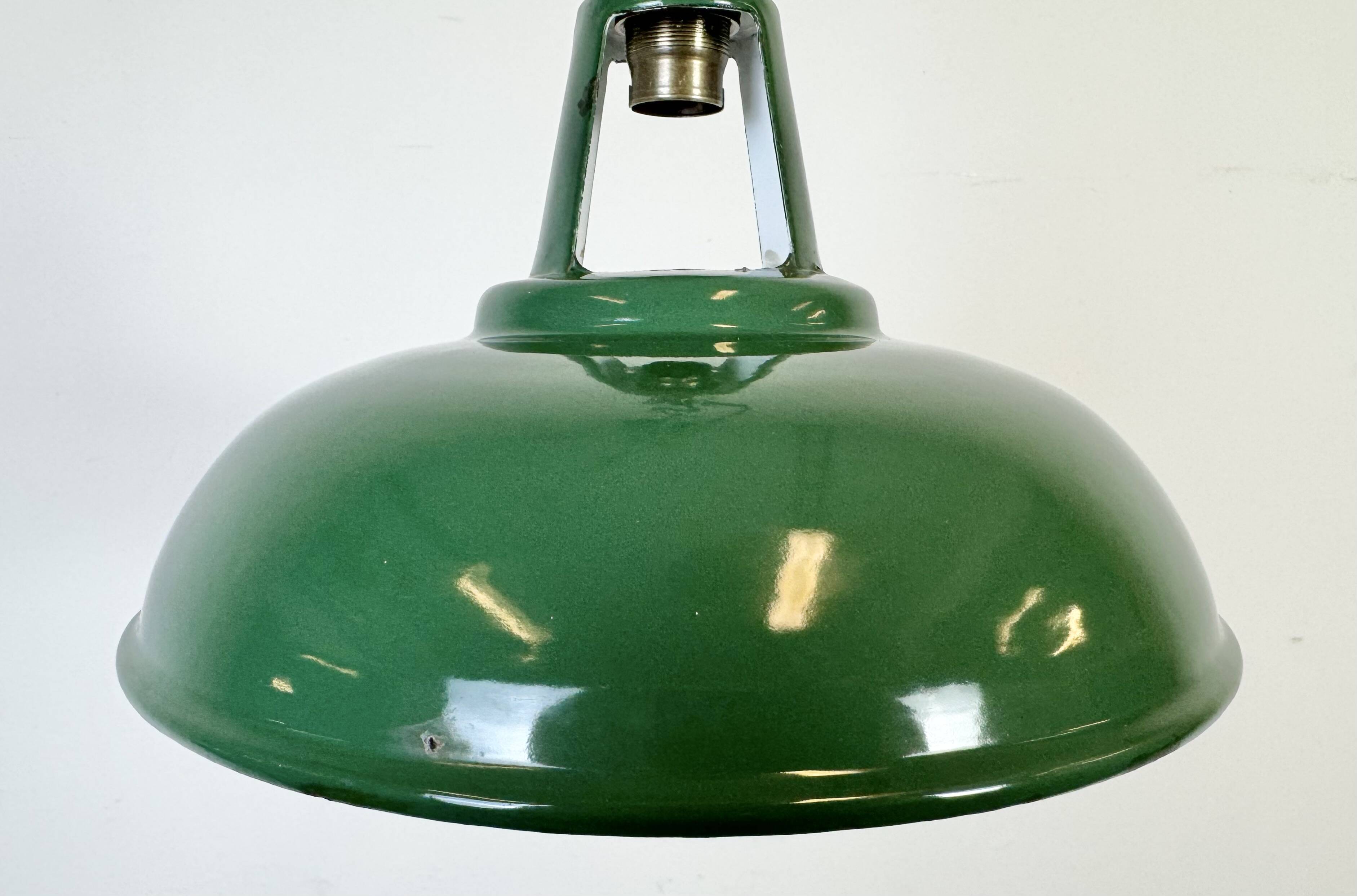 Industrial Green Enamel Factory Pendant Lamp, 1960s