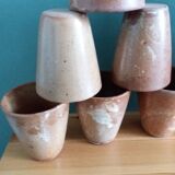 Cider or orangeade service, pitcher and glasses in stoneware from the 70s