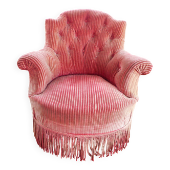 Retro toad armchair in pink velvet