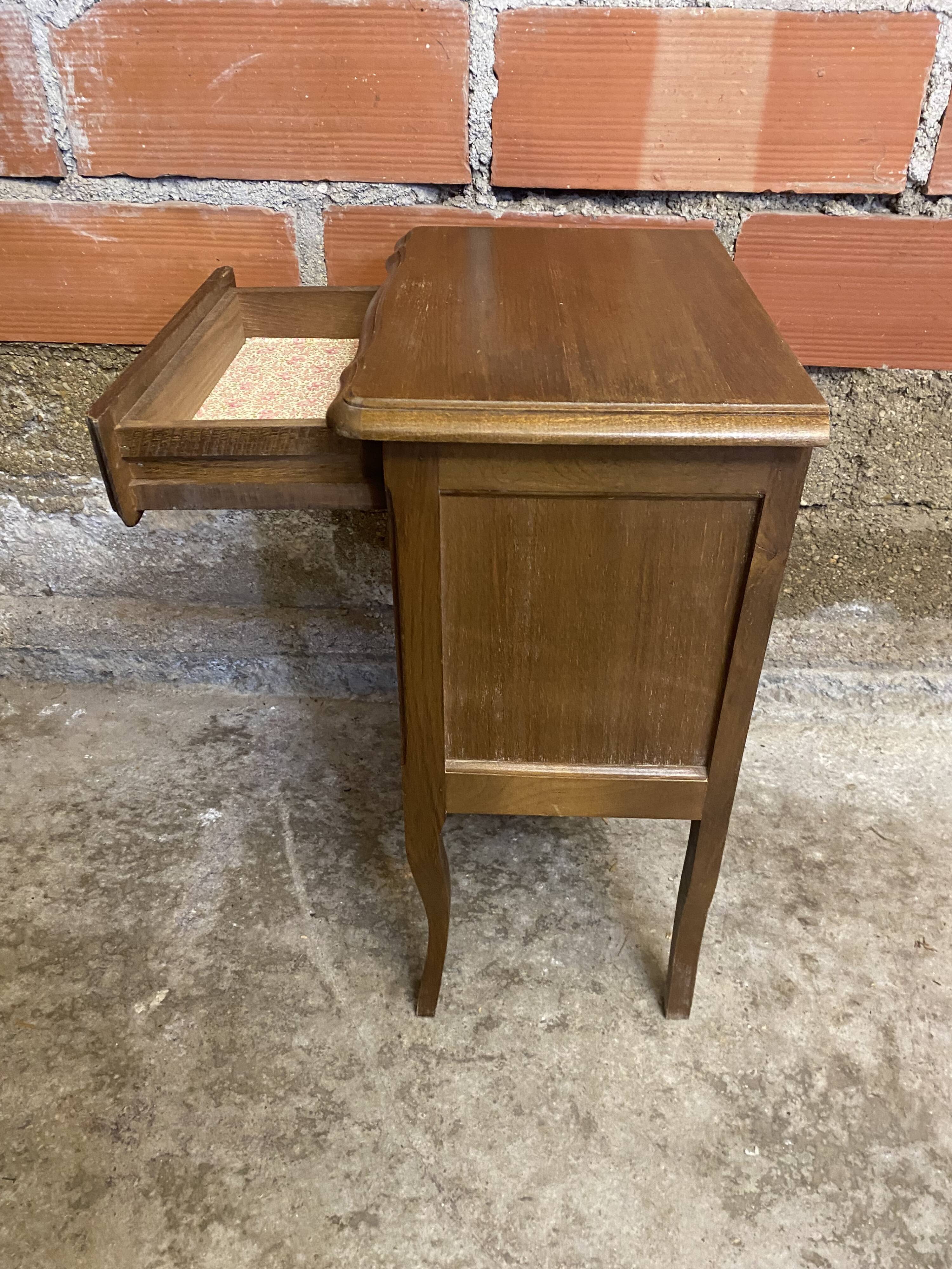 Chevet Table Nuit Style LOUIS XV Bois Tiroir + Case Vintage