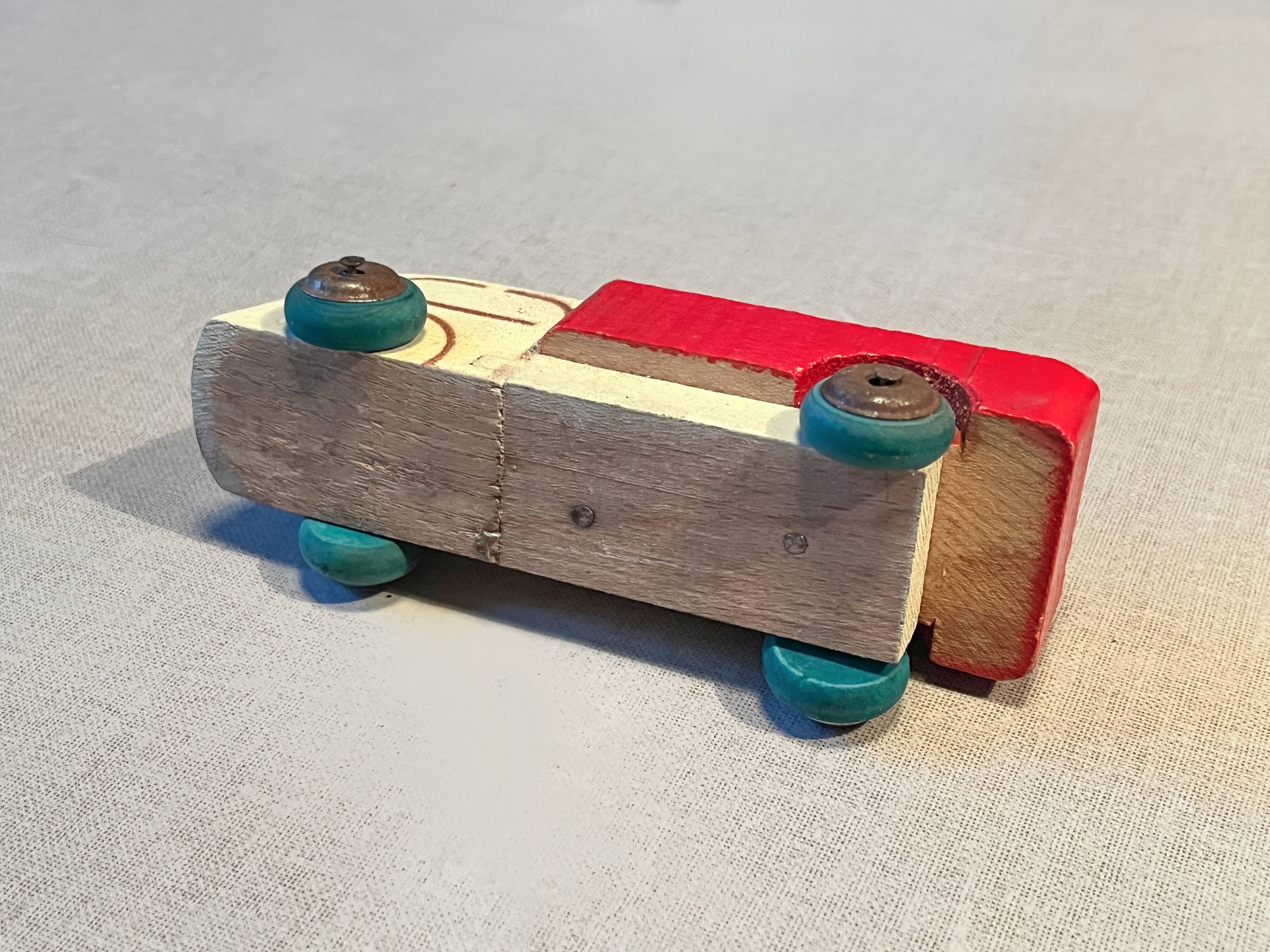 Small wooden flatbed truck, antique toy