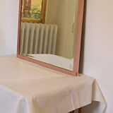 Art deco gold patinated metal mirror pink 65x105cm