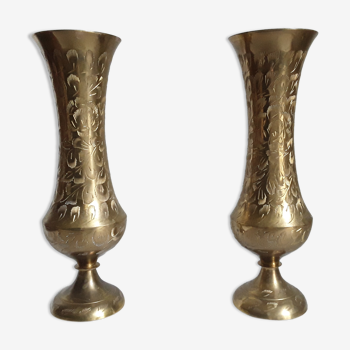 Pair of vintage brass vases