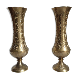 Pair of vintage brass vases