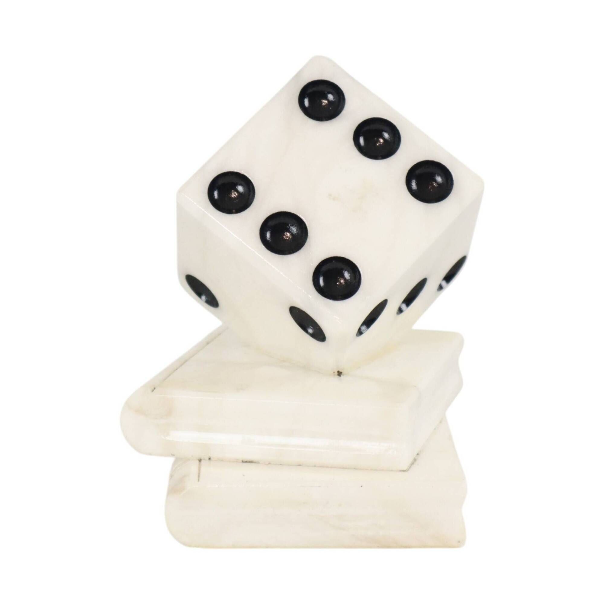 Vintage Alabaster Dice Paperweight Figurine 15cm