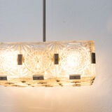 Vintage Glass and Chromed Steel Pendant Lamp by Kamenický Šenov, 1970s