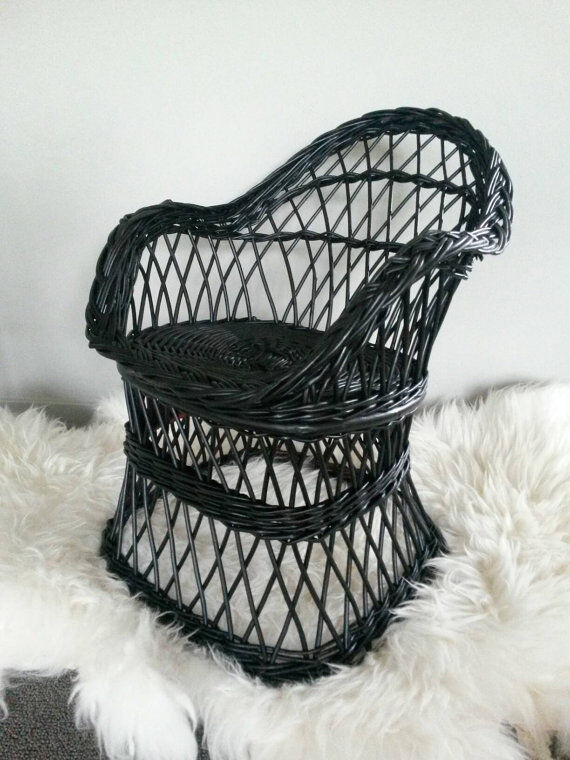 Child black rattan chair
