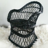 Fauteuil enfant en rotin noir