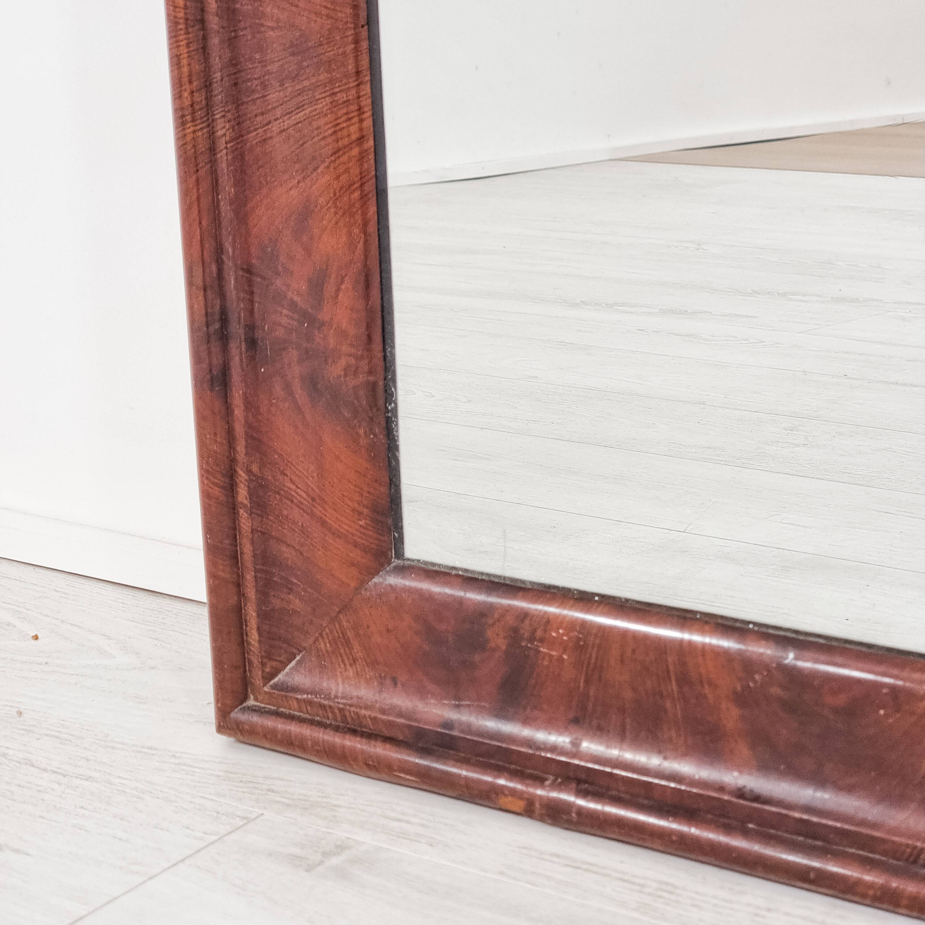 Large solid wood mirror, 2 metres high, from the 1940s