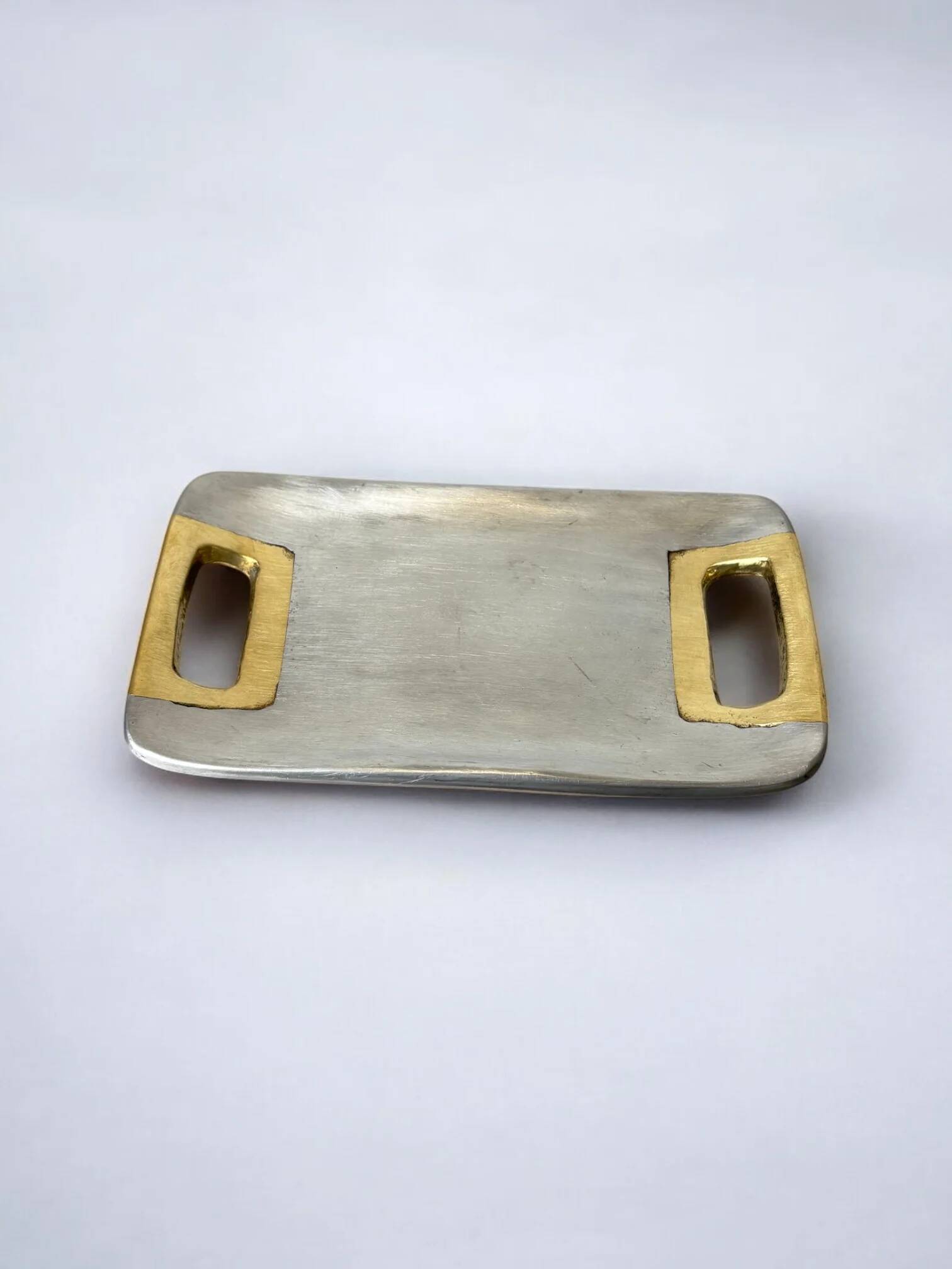 Brutalist tray by Art3, bronze and aluminium 1970, Spain