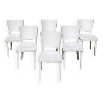 6 painted wooden chairs
