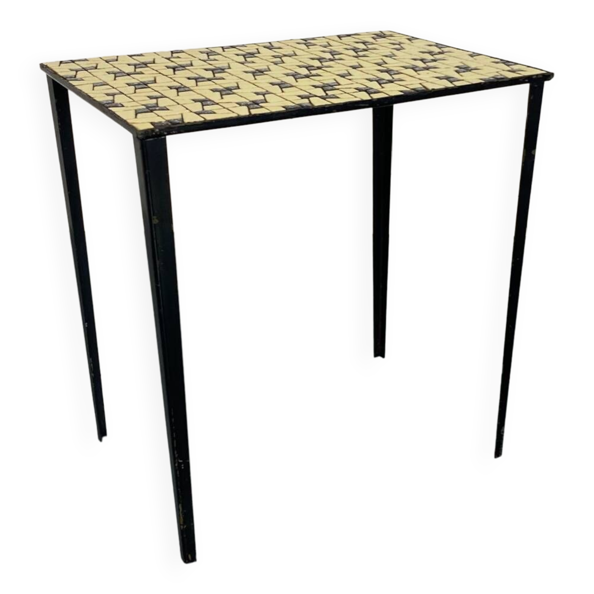 Vintage Modernist Mosaic Ceramic and Steel Side Table, 1950s
