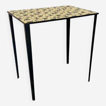 Table d'Appoint Vintage Moderniste en Mosaïque en Céramique et Acier, 1950s