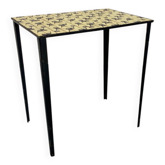 Table d'Appoint Vintage Moderniste en Mosaïque en Céramique et Acier, 1950s