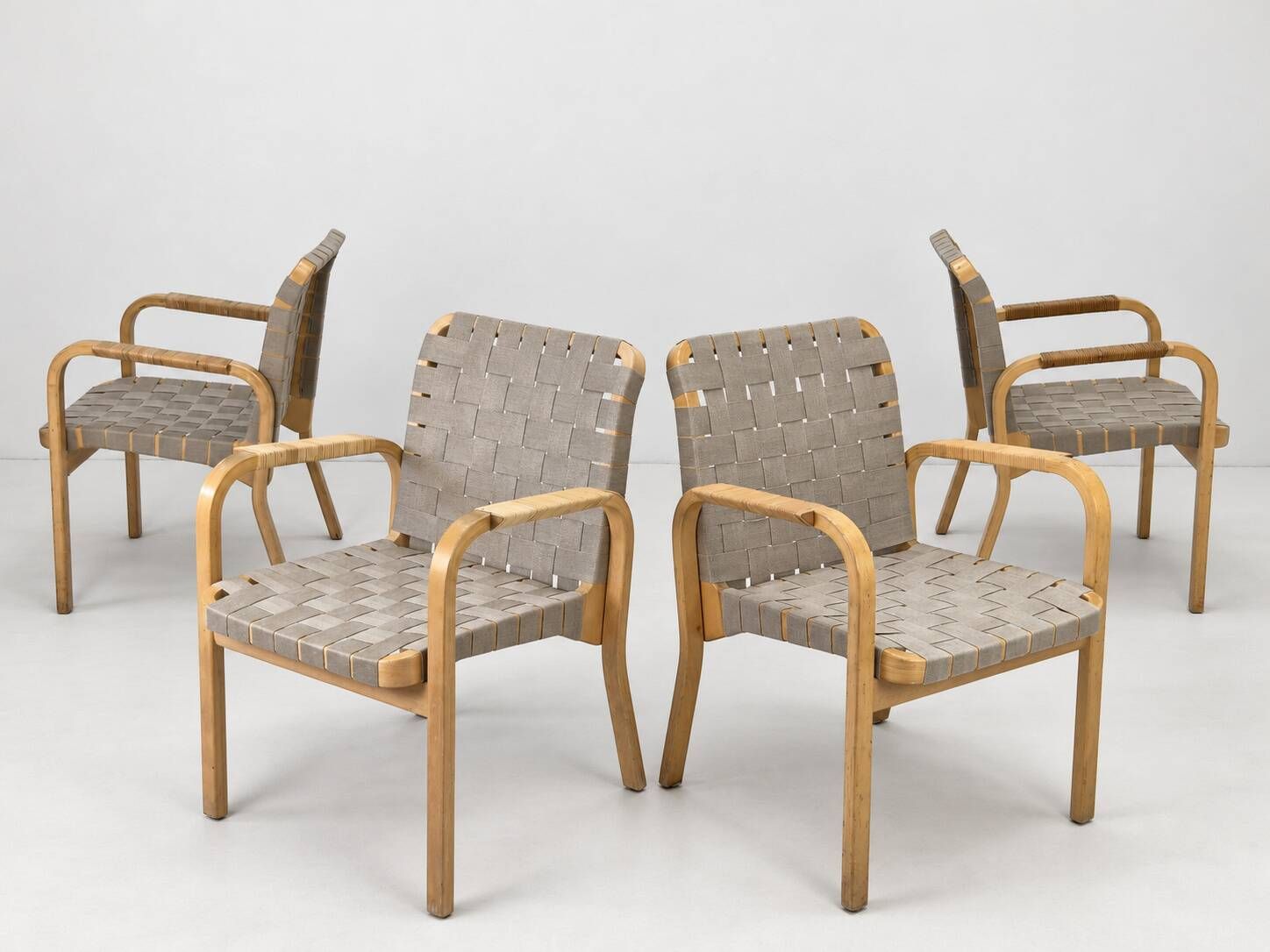 Model 45 Lounge Chairs by Alvar Aalto for Artek, 1970s, Set of 4