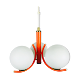 Richard Essig orange chandelier with opaline glasses, 1970