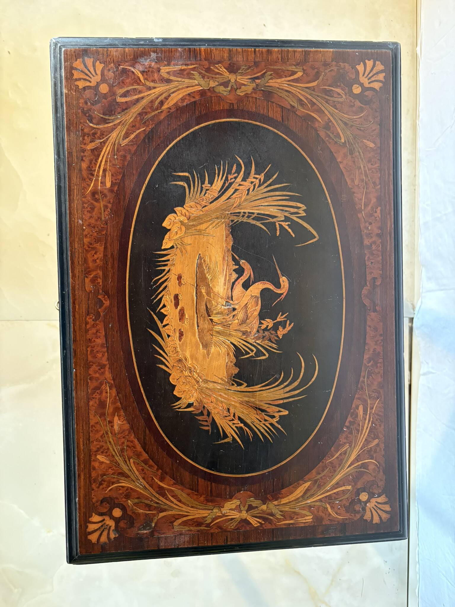 Antique Napoleon III style dressing table – Blackened wood and walnut burl