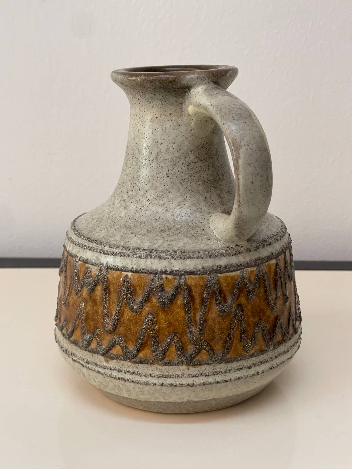Small brutalist vintage ceramic jug vase from the 70s.