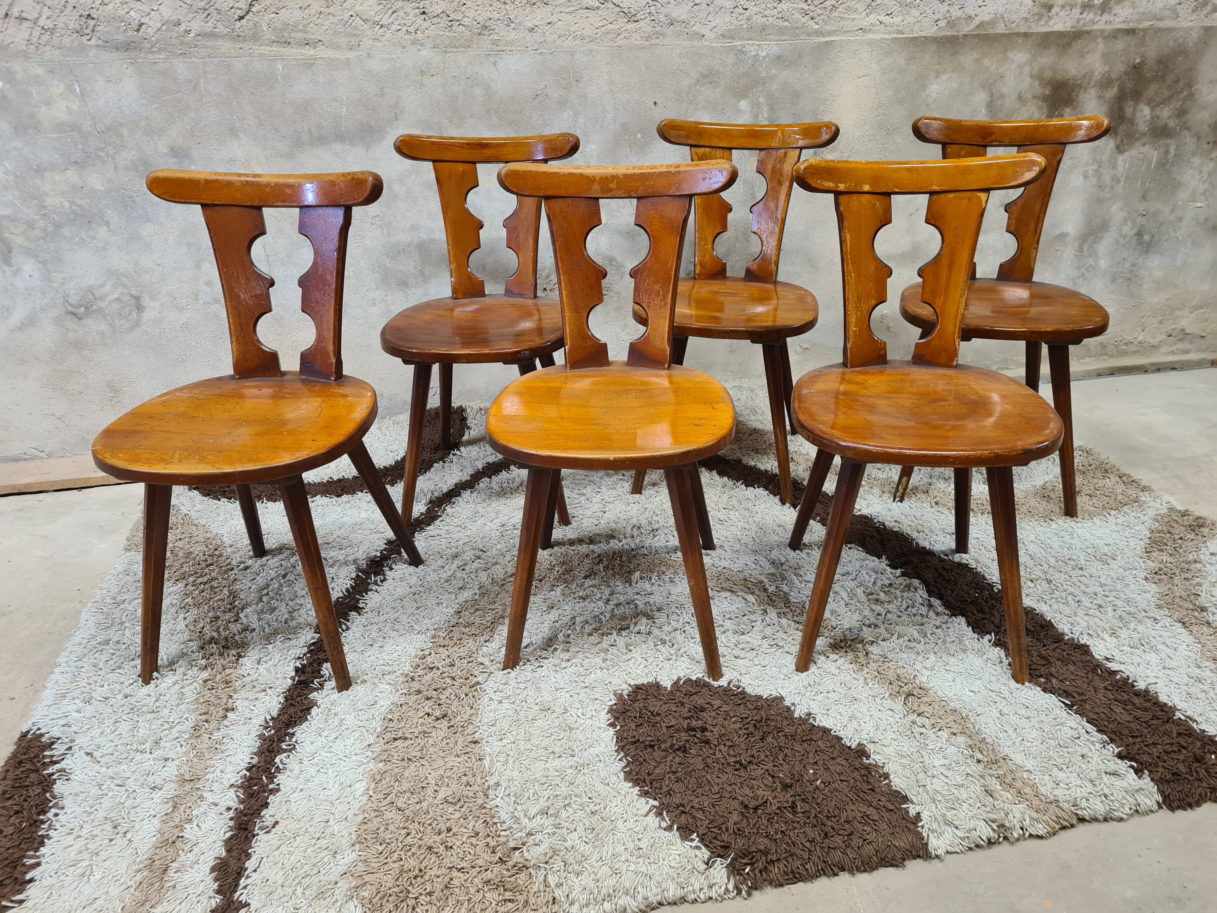 Set of 6 chairs brutalist bistro Bombenstabil year 1960