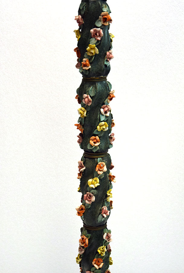 Ceramic floor lamp with little roses, 1950s