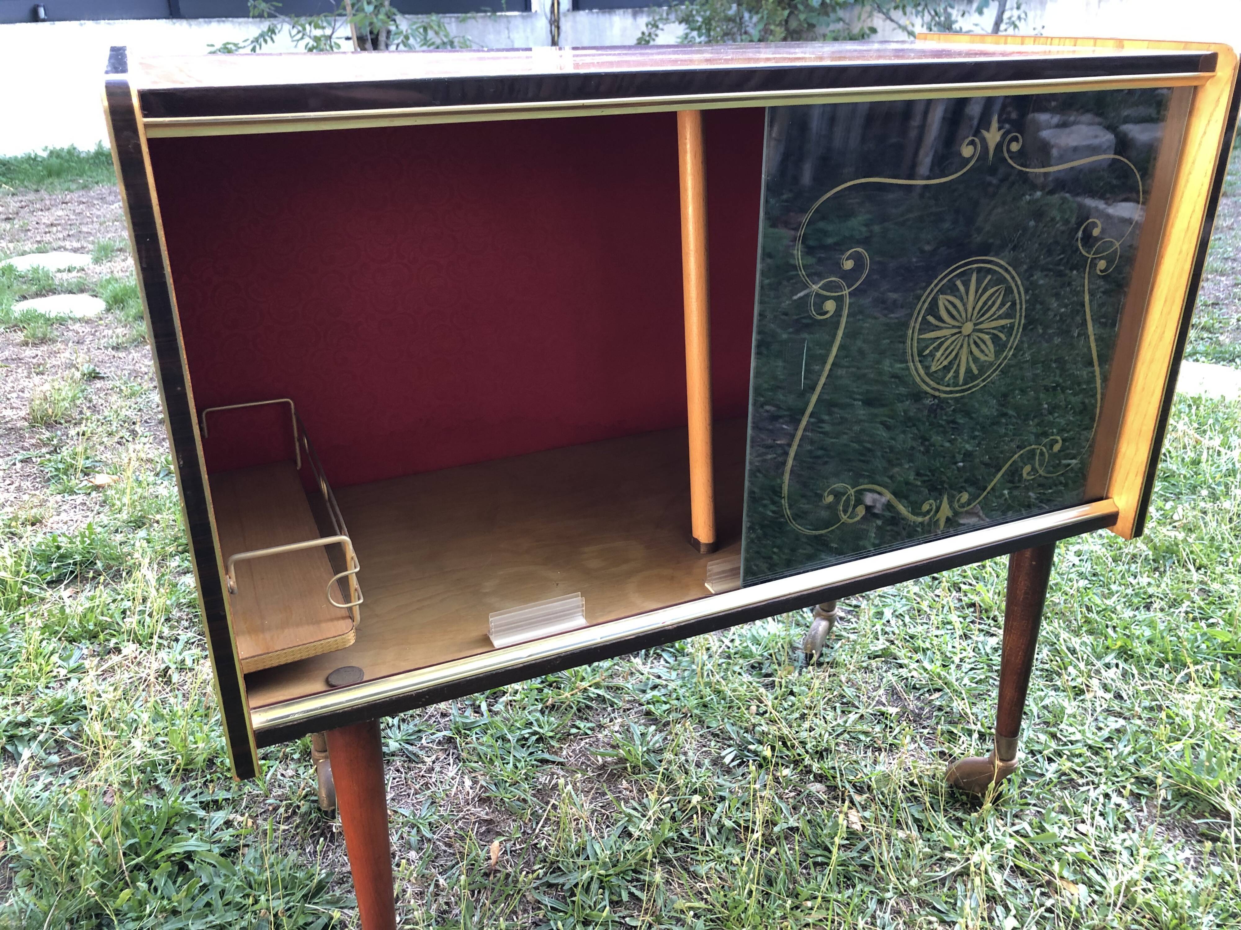 Vintage bar furniture formica with wheels 60's