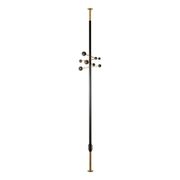 Coat rack from floor to ceiling in lacquered metal and brass. Contemporary.