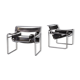 Marcel Breuer “wassily’ B3 chairs black leather for Gavina set/2