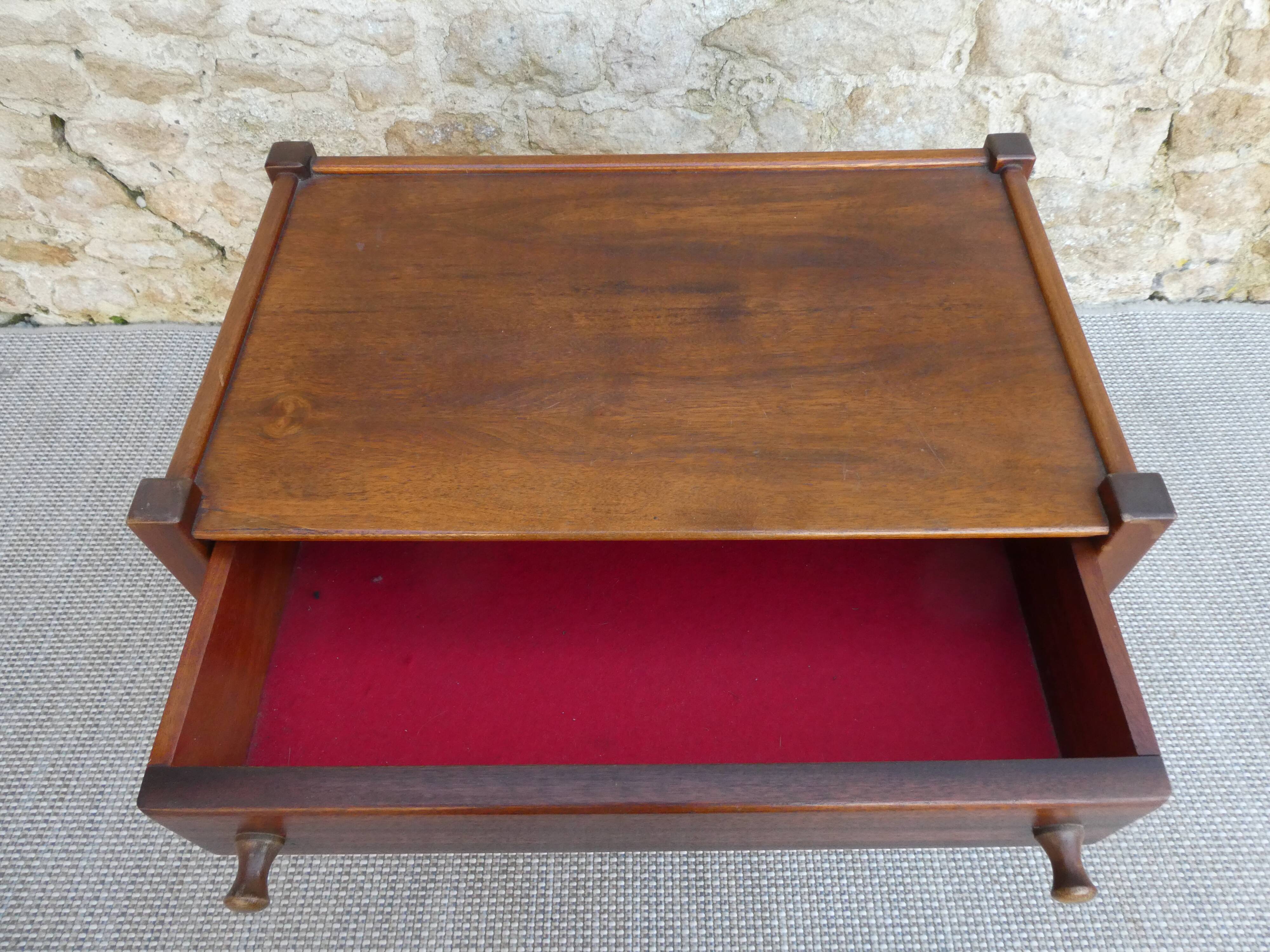 Dark wood bedside table from the 60s, Scandinavian style