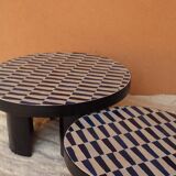 Set of two round and modern Zellige coffee tables