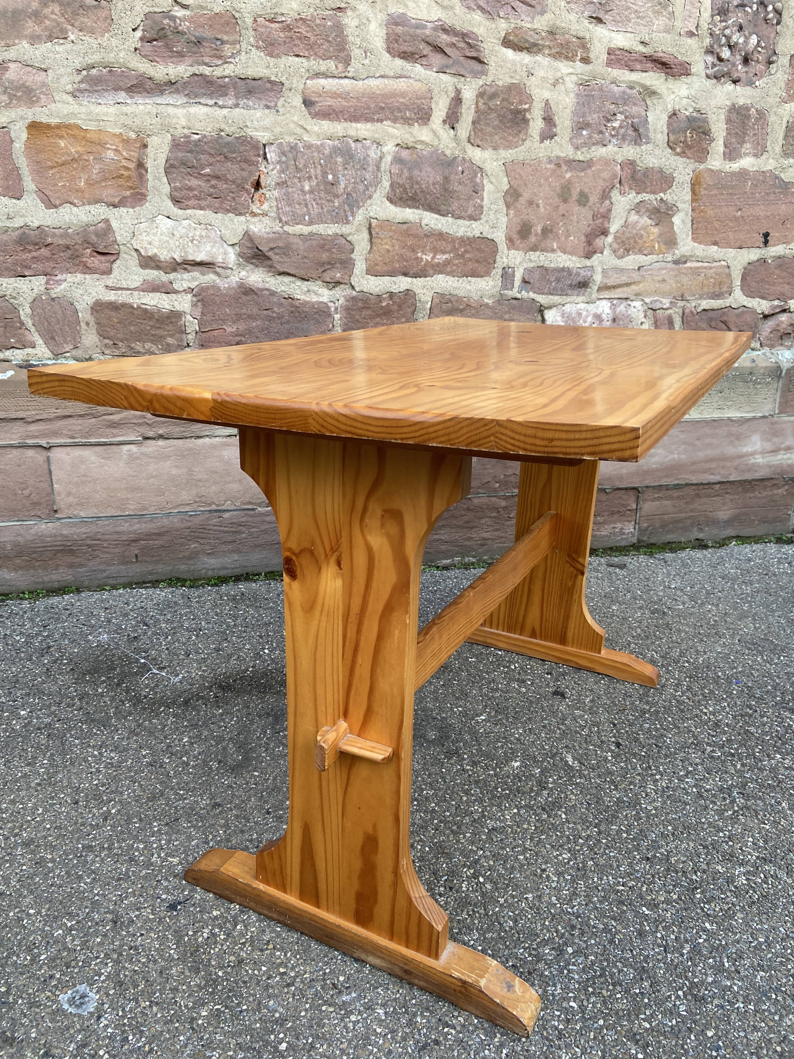 Vintage Scandinavian pine dining set, 1980s table and benches