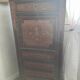 Secretary with a marquetry drop-leaf, marble top, floral decoration.