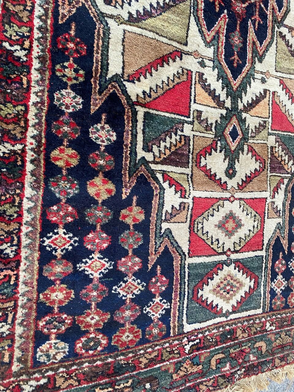 Handmade ancient Persian mazlaghan carpet