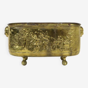 Jardinière antique français jardinière boîte à fleurs en cuivre jaune en relief