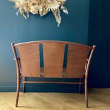Bistro-style bench in embossed wood stamped Thonet - early 20th century
