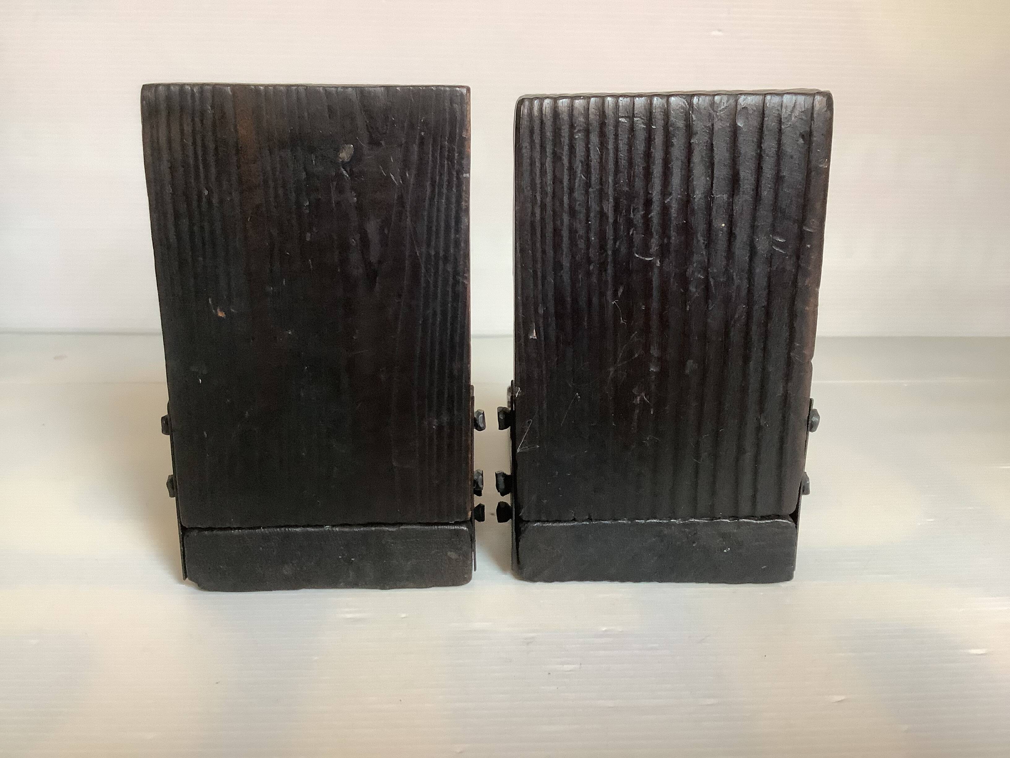 Pair of black wooden bookends