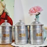 Set of 5 aluminum spice jar Tournus France
