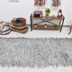Wool gray turkish runner rug 262x96cm