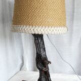Lampe brutaliste en cep de vigne vintage 1950-60